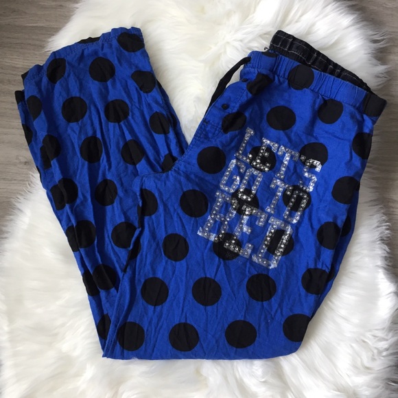PINK Victoria's Secret Other - VS PINK Let’s Go To Bed Blue Polka Dot Pj Pants L